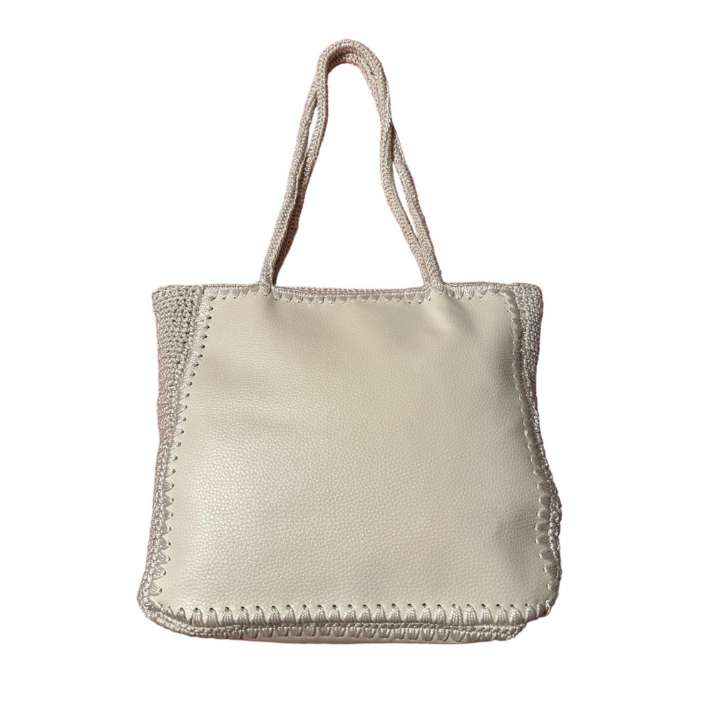Bijoux Terner Shoulder Bag‎ Beige Faux Leather Crochet